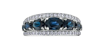 10K White Gold Sapphire and Diamond Ring