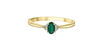 10K Yellow Gold 0.25cttw Emerald and 0.03cttw Diamond Ring - / 4.5
