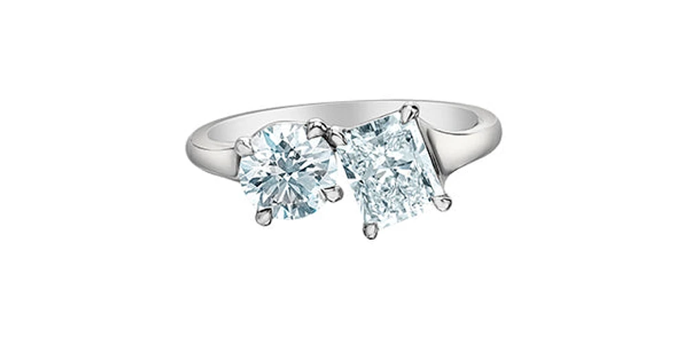 14K Gold 2.00cttw Lab Grown Radiant Cut and Round Brilliant Diamond Ring - / 4.5