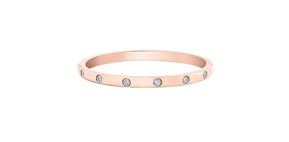 10K Rose Gold 0.035cttw Diamond Ring, size 6.5