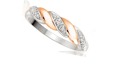 10k White & Rose Gold 0.054cttw Diamond Ring, size 6.5