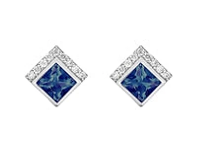 10K Gold Created Alexandrite and Diamond Earrings