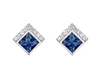 10K Gold Created Alexandrite and Diamond Earrings