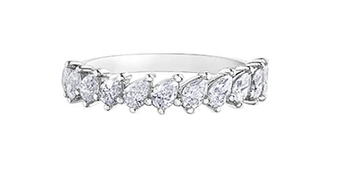 14K White Gold Pear Shape Cut Diamond Band