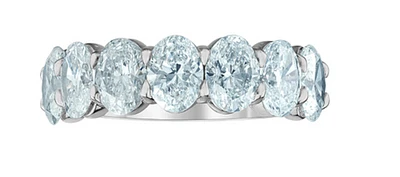 14K Lab Grown Oval Shape Claw Set Diamond Band - Gold / 3.50 Total Weight