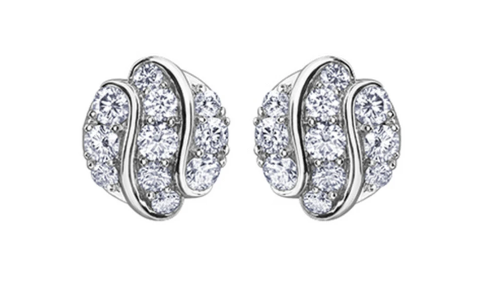 18K White Gold & Palladium Alloy (hypoallergenic) 1.00cttw Diamond Stud Earrings