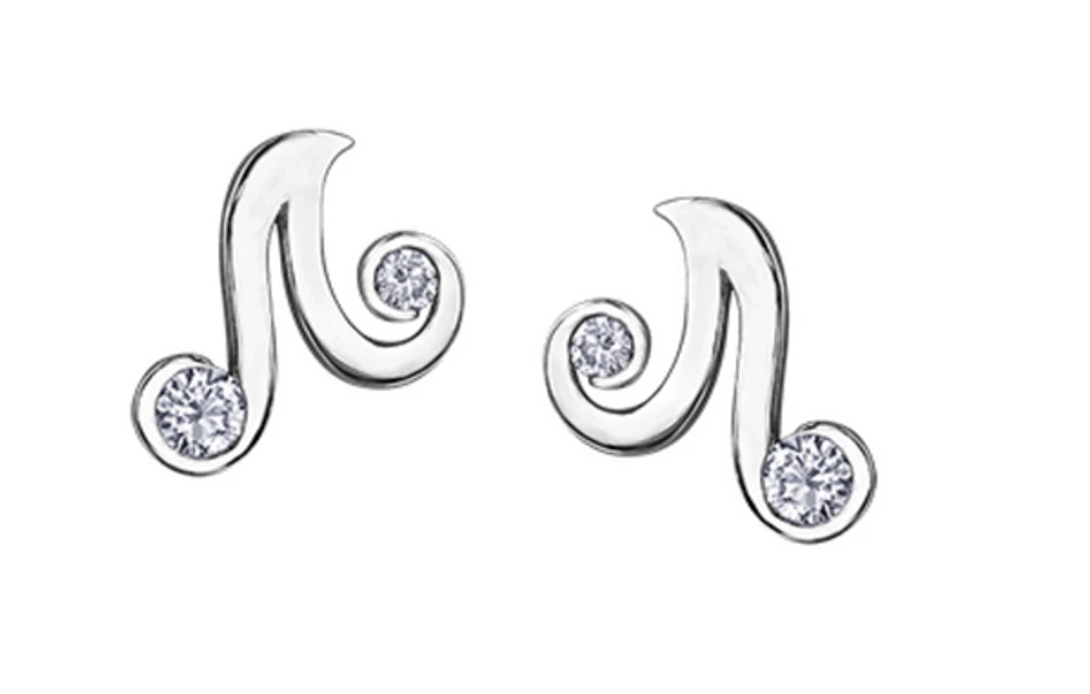 14K White Gold Carat Total Diamond Stud Earrings