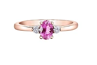 14K Rose Gold Oval Sapphire & 0.08cttw Canadian Diamond Ring