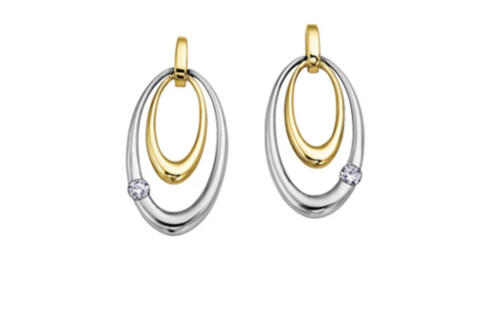 14K White & Yellow Gold 0.08cttw Canadian Diamond Earrings