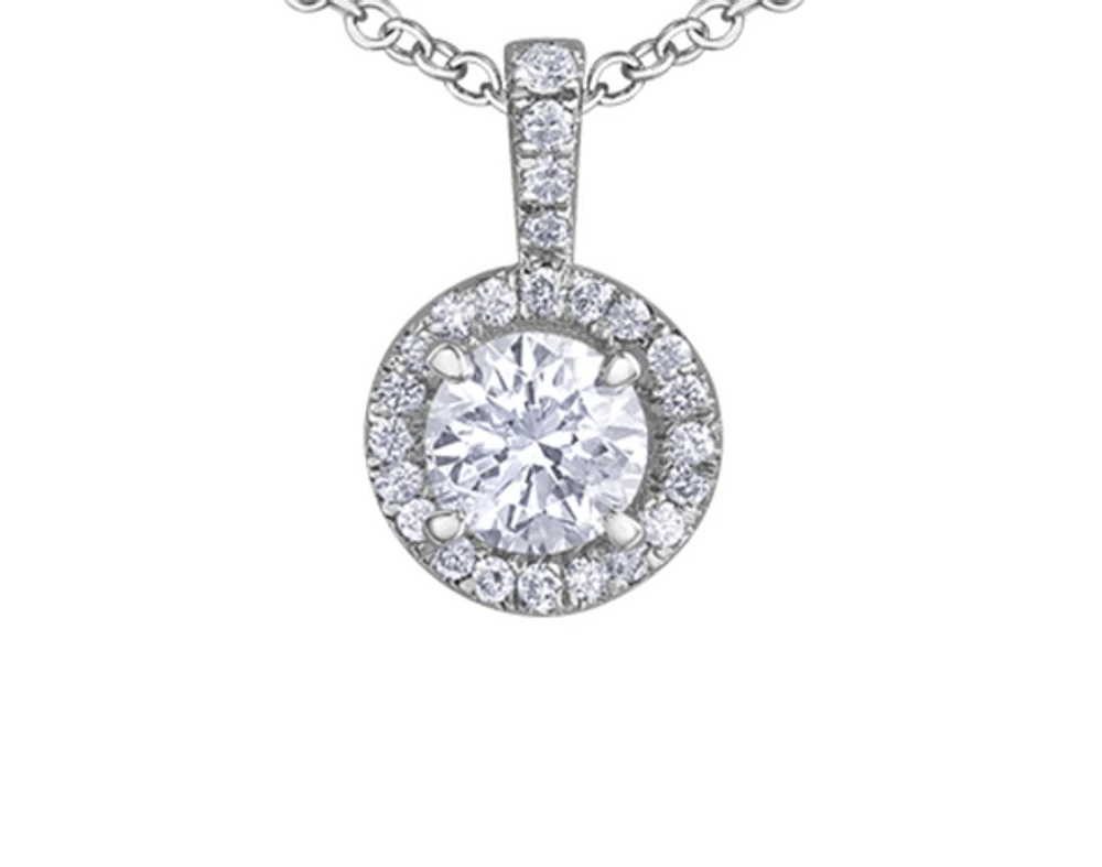18K White Gold & Palladium Alloy(hypoallergenic) 0.38cttw Canadian Diamond Pendant