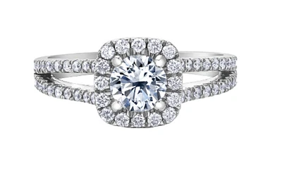 18K White Gold & Palladium Alloy (hypoallergenic) 1.25cttw Canadian Diamond Engagement Ring