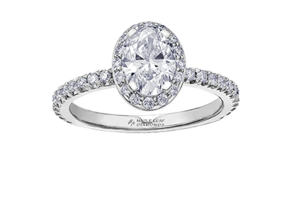 18K White Gold & Palladium Alloy (hypoallergenic) 1.45cttw Canadian Diamond Engagement Ring