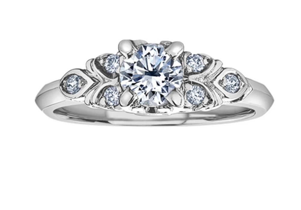 18K White Gold & Palladium Alloy (hypoallergenic) 0.33cttw Canadian Diamond Engagement Ring