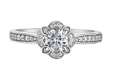 18K White Gold & Palladium Alloy (hypoallergenic) 0.68ttw Canadian Diamond Engagement Ring