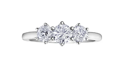 18K White Gold & Palladium Alloy (hypoallergenic) 0.50ttw Canadian 3 Stone Diamond Engagement Ring