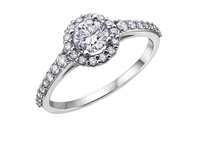18K White & Gold Palladium Alloy (hypoallergenic) 0.80cttw Canadian Diamond Engagement Ring