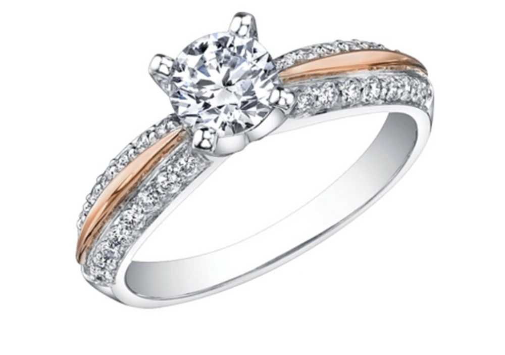 18K White & Rose Gold With Palladium Alloy (hypoallergenic) 0.65-2.30cttw Canadian Diamond Engagement Ring - / 0.65 Carat Total