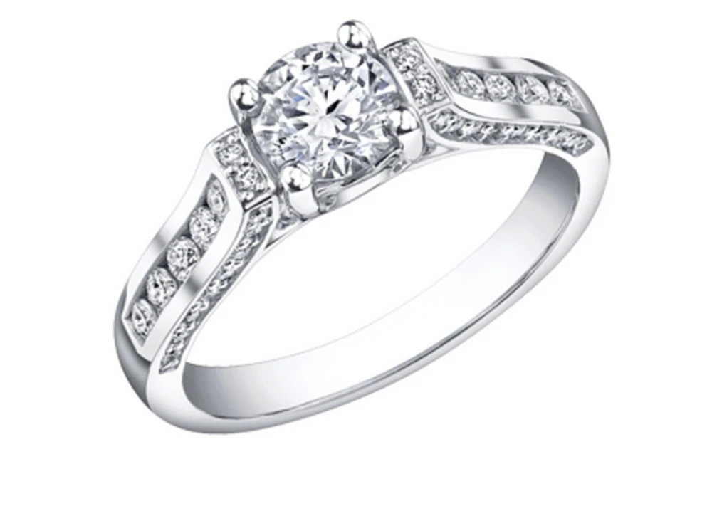 18K White Gold & Palladium Alloy (hypoallergenic) 1.10cttw Canadian Diamond Engagement Ring - /