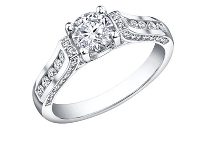18K White Gold & Palladium Alloy (hypoallergenic) 1.10cttw Canadian Diamond Engagement Ring - /