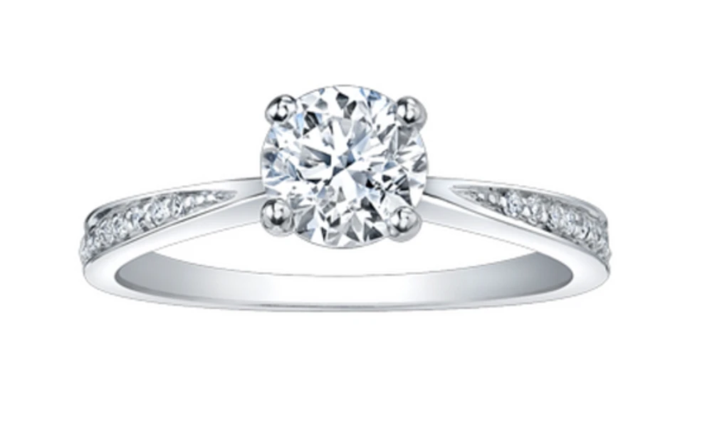18K White Gold & Palladium Alloy (hypoallergenic) 0.99cttw Canadian Diamond Engagement Ring - /