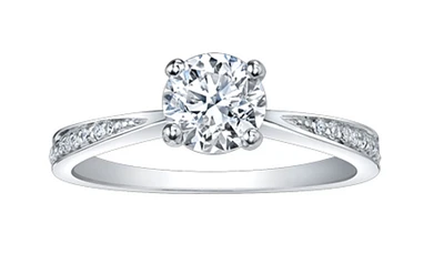 18K White Gold & Palladium Alloy (hypoallergenic) 0.99cttw Canadian Diamond Engagement Ring - /