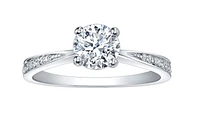 18K White Gold & Palladium Alloy (hypoallergenic) 0.99cttw Canadian Diamond Engagement Ring - /