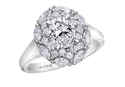 18K White Gold & Palladium Alloy (hypoallergenic) 1.18cttw Canadian Diamond Engagement Ring
