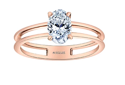 14K Rose Gold 0.70cttw Oval Cut Canadian Diamond Engagement Ring - /