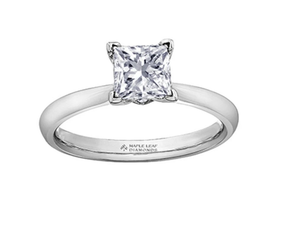 18K White Gold & Palladium Alloy (hypoallergenic) 0.31-0.71cttw Princess Cut Canadian Diamond Engagement Ring - / 0.31 Carat Total