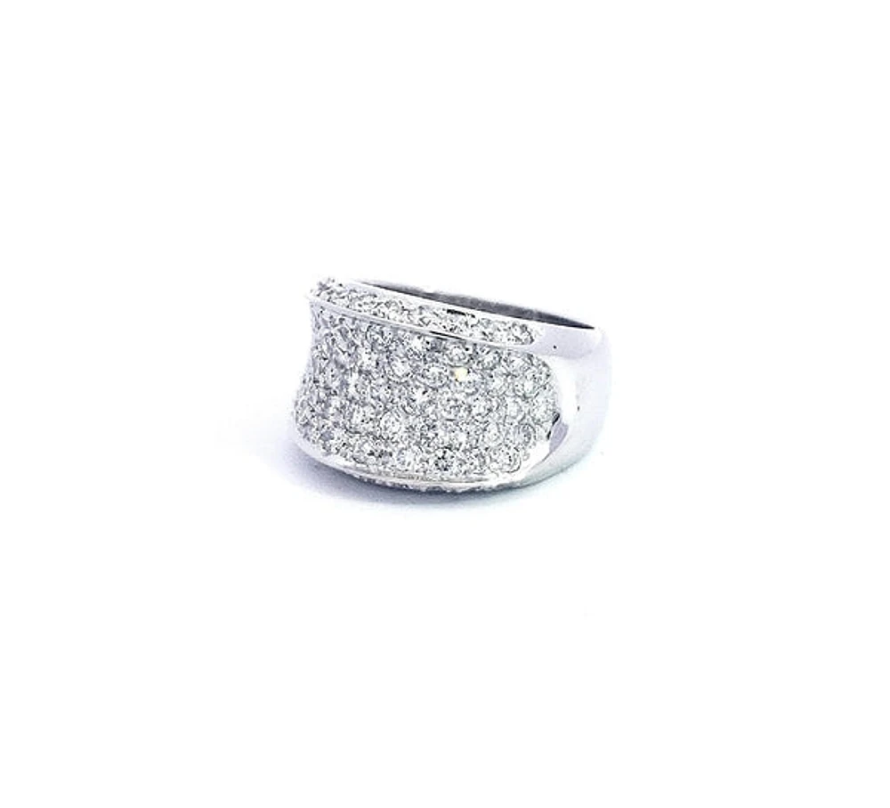 14K White Gold 2.15cttw Diamond Pave Saddle Ring, Size 6.5