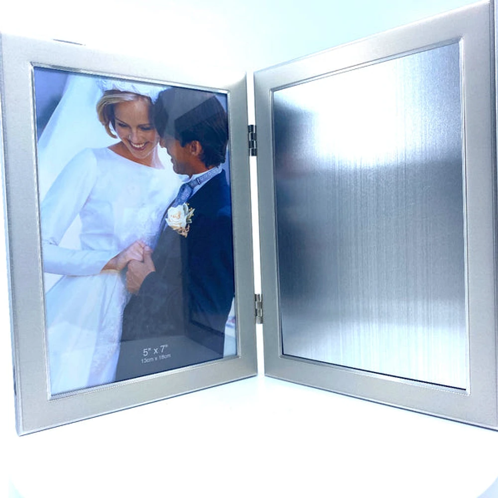 5x7 Double Silver Aluminum Frame with Engraveable Plate