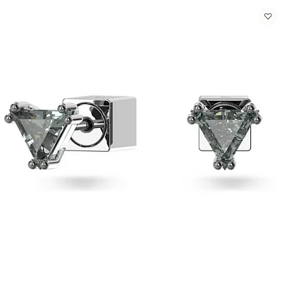 Swarovski Stilla Stud Earrings Triangle Cut, Grey, Ruthenium Plated - 5639137 - Discontinued