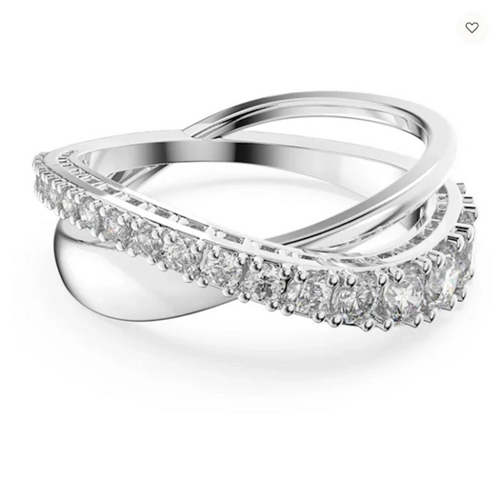 Swarovski Twist Ring White, Rhodium Plated - 5572724