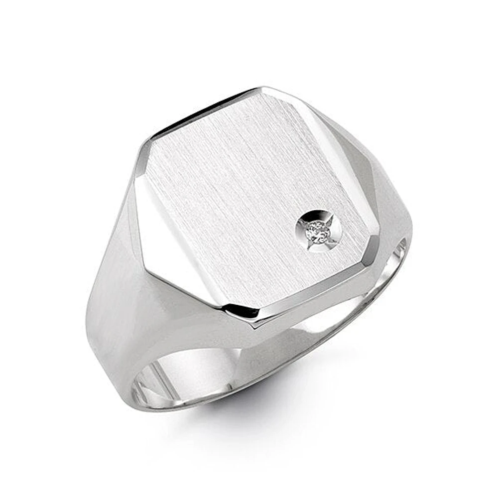 10K White Gold Engravable Gents Signet Ring