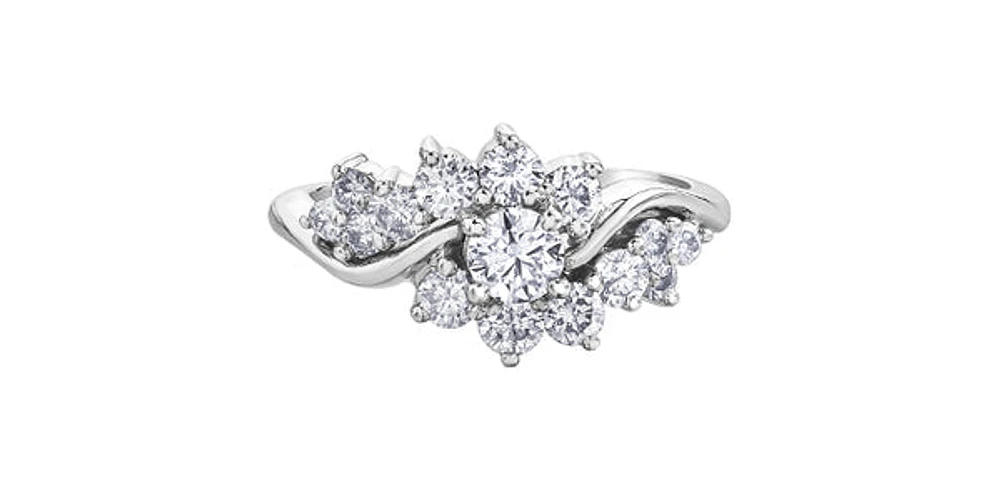 10K White Gold 1.00cttw Diamond Ring, size 6.5
