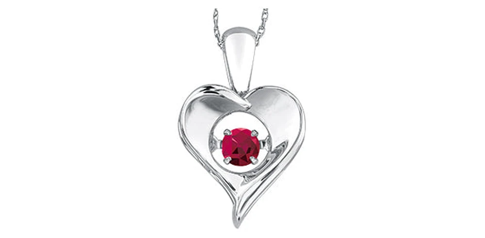 925 Sterling Silver 0.10cttw Ruby 9mm x 11mm Heart Shape Necklace - 18 Inches