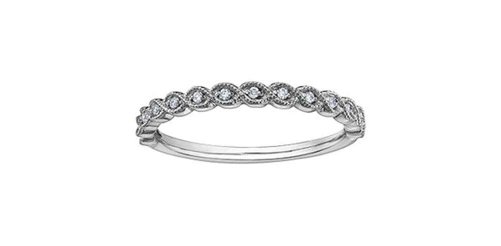 10K White Gold 0.07ctt Diamond Round-Cut Ring, Size 7