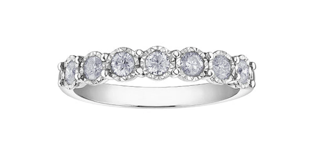 10K White Gold 0.35cttw Illusion Setting Diamond Ring - Size 6.5