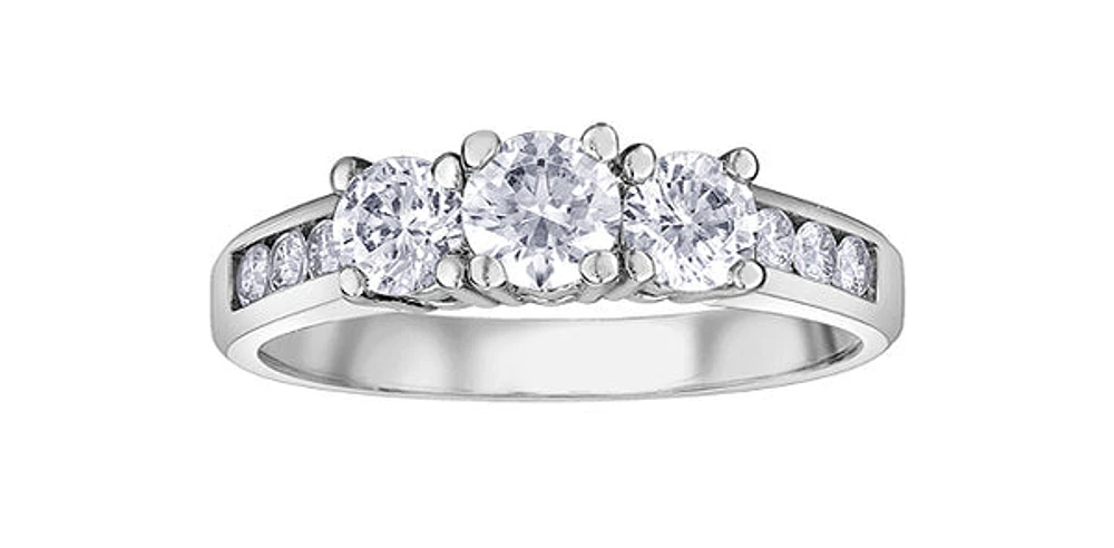 10K White Gold 1.00cttw Diamond Past Present Future Ring - 4.5 /