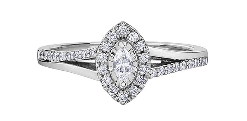 10K White Gold 0.30cttw Diamond Ring - Size 7