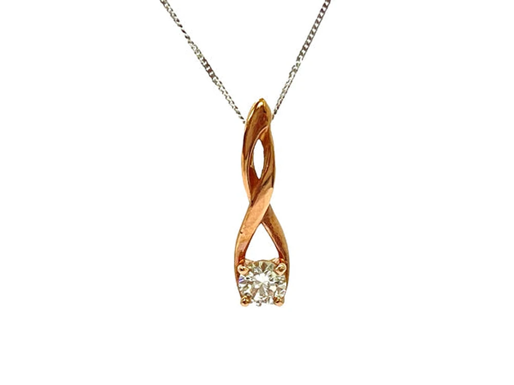 10K White and Rose Gold 0.30cttw Diamond Pendant, 18"