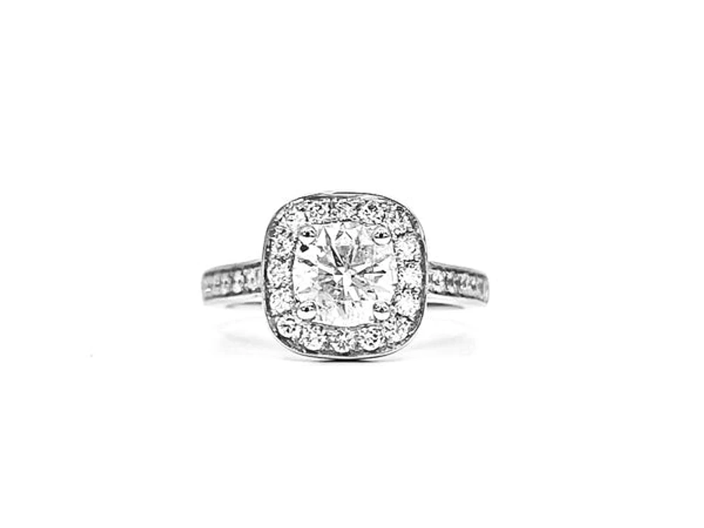 14K White Gold 1.66cttw Diamond Halo Engagement Ring - 4.5