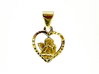 10K Yellow Gold Heart Shaped Angel Charm