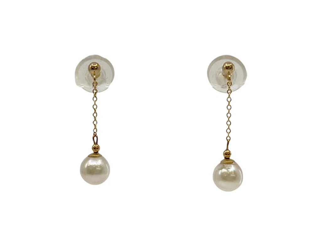 14K Yellow Gold Cultured Pearl Earrings with Butterfly Backs