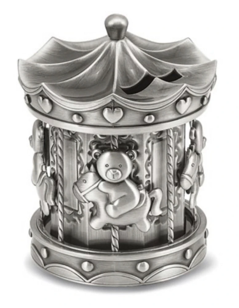 Pewter-Tone Finish Carousel Bank