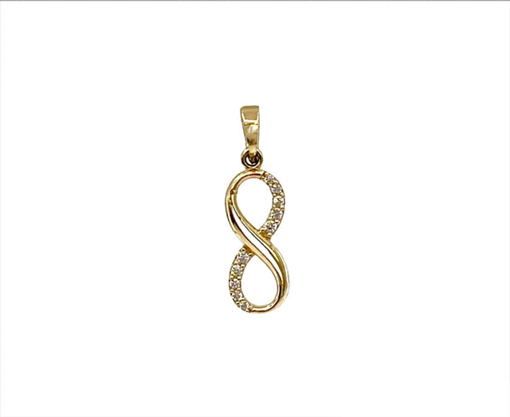 10K Yellow Gold Infinity Cubic Zirconia Charm - 21mm x 5mm