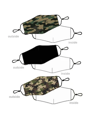 Set of 3 Camo Patterned Washable Fashionable Face Mask