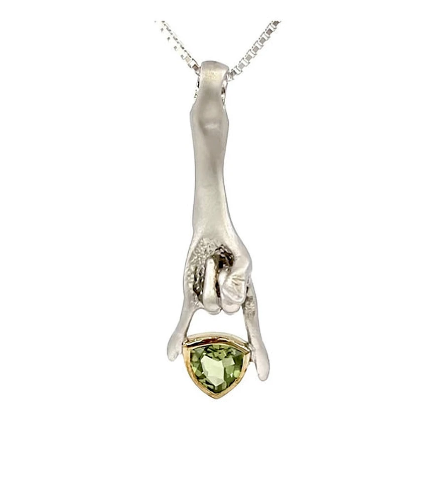 Sterling Silver & 18K Yellow Gold Plated Peridot Pendant, 18"