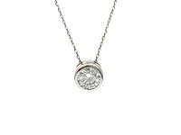 14K White Gold 1.00cttw Moissanite Pendant, 18"