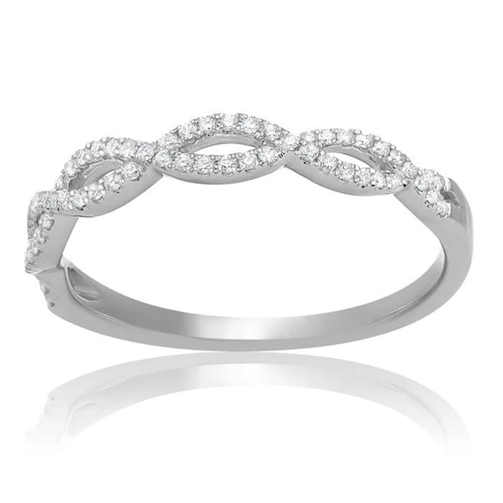 14K White, Yellow or Rose Gold 0.18cttw Diamond Infinity Band - 14K White Gold